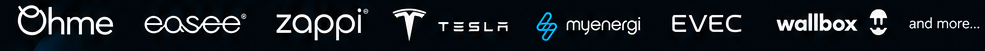 EV charger brands including Ohme, Easee, Zappi, Tesla, myenergi, EVEC and Wallbox
